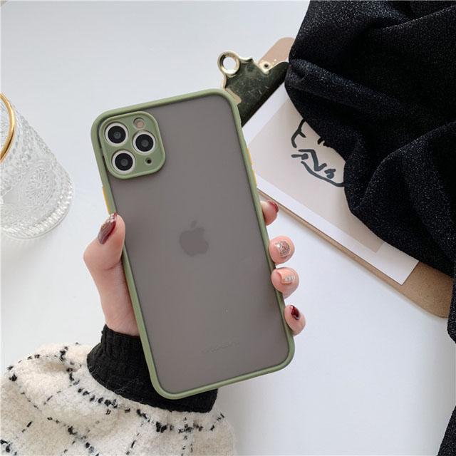 Phone Case For iPhone 14 15 13 12 mini 11 Pro X XR XS Max 7 8 Plus SE2020 Luxury Contrast Color Frame Matte Protective Case
