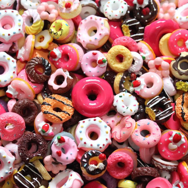 10Pcs Cute Mini Candy Donut Bread Dollhouse Miniature Cake  Home Craft Decor