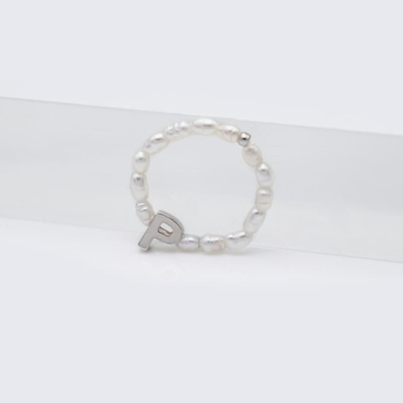 BONBEAU Silver initial water pearl ring