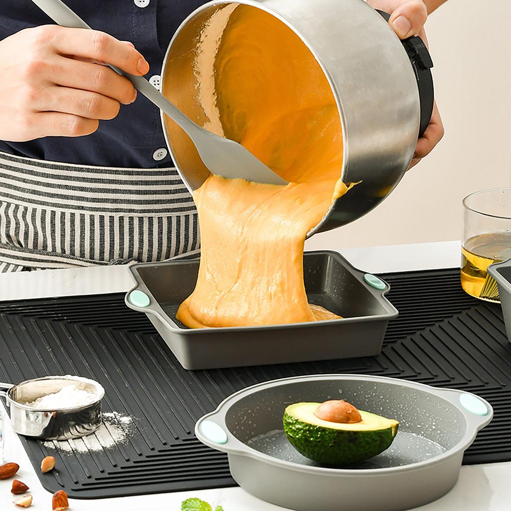 2pcs/set Silicone Cake Mold Household Baking Circular Chiffon Cake Mold Rectangular Bread and Toast Mold Kitchen Baking Tools