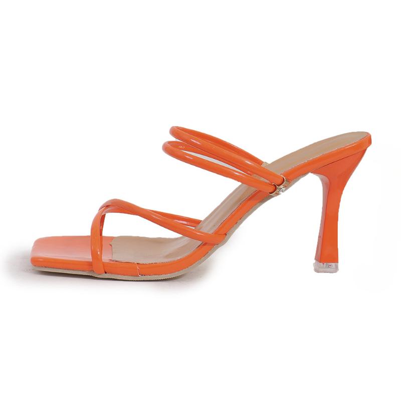 Fashion Women's Pumps Summer Square Toe Womens Sandals Elegant Female Slippers Clip-toe High Heel Slippers 2025 New Sandalias