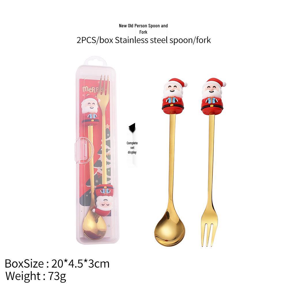 Christmas Tree Spoon & Fork Set – Santa Claus Holiday Gift