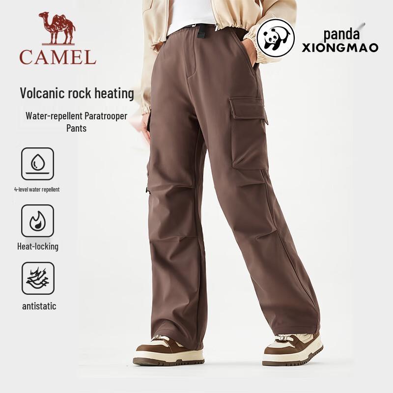 CAMEL Water-Resistant Fleece Lined Softshell Cargo Pants M