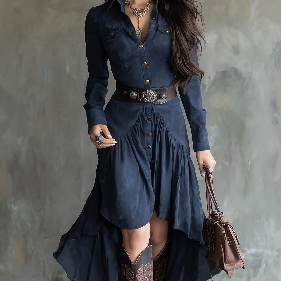 2026 New French Suede High-waisted Cake Dress with Belt