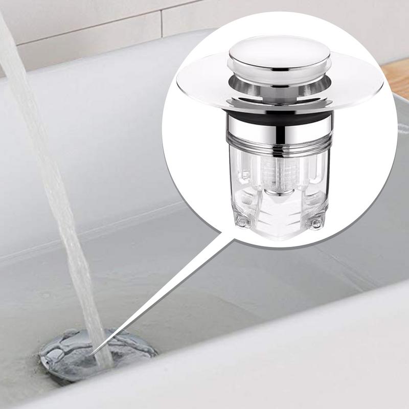 Drain Sink Press Type Filter Plug Shower Catcher Hair Core Basin Strainer Stopper Bounce Sink Drain Plug For Bathroom Kitchen
