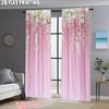 Set Of 2 Creative Curtains Print Lush Pink White Flowers Green Foliage Durable Polyester Without Rod Holiday Ldeal Made