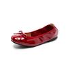 Autumn patent leather small single shoes women, bow lace-up small leather shoes one pedal large size Doudou shoes