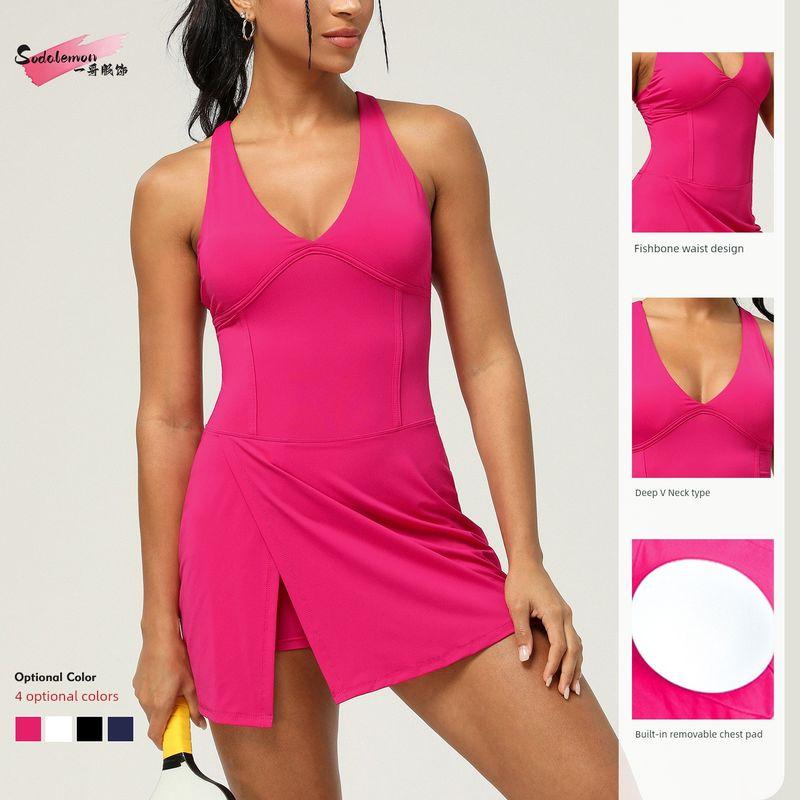 Export Quick-Drying Sexy Slit Sports Dress Fake Two-Piece Yoga Tennis Skirt Outdoor Running Fitness Tennis Skirt