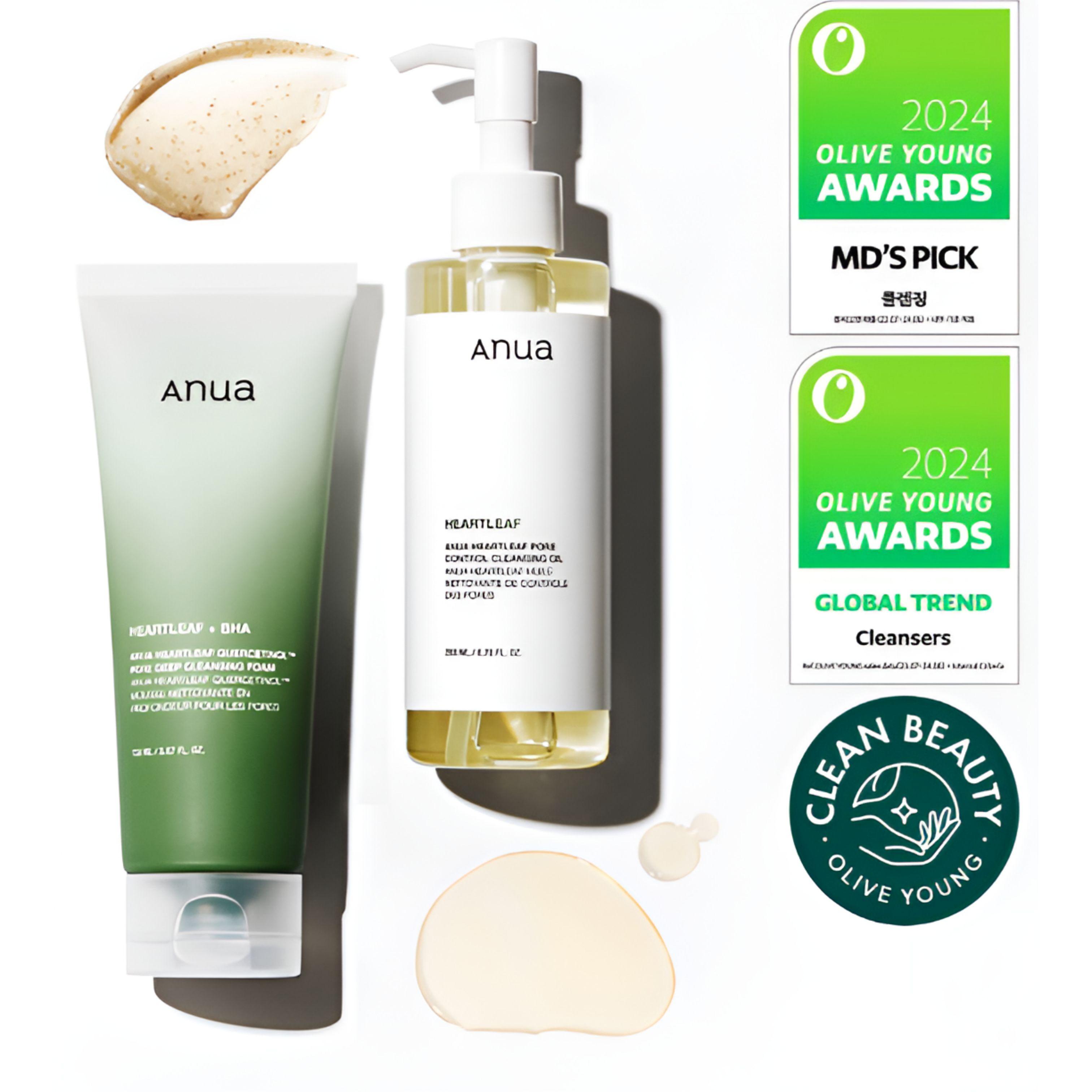 

Anua Heartleaf Cleansing Duo Set (Cleansing Oil 200ml + Cleansing Foam 150ml)