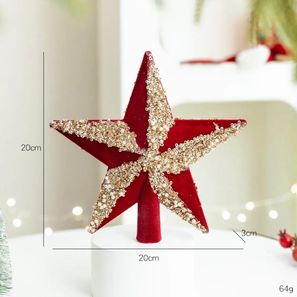 New 14cm Christmas Tree Star Plastic Flocking Tree Top Ornament Shiny Surface Solid Color Xmas Tree Topper Party Decor