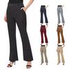 Womens Dressy Pants Work Straight Leg Pants Casual Bell Bottom With Trousers Pockets