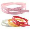 Women's Candy Color 2 Layers Bowknot Thin Narrow Belt PU Leather Waistband Strap