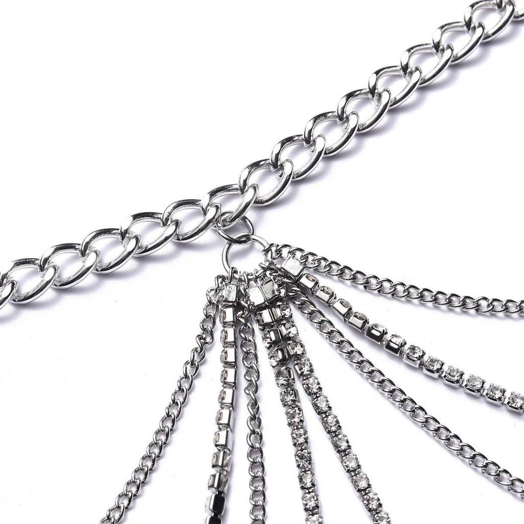 Versatile Metal Rhinestone Tassel Waist & Body Chain for Women 