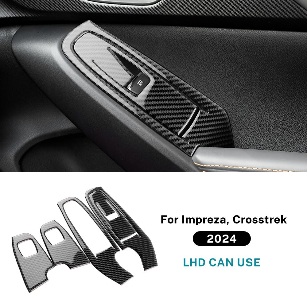 Real Soft Carbon Fiber Sticker For Subaru Crosstrek Impreza 2024 2025 2026 Car Door Window Button Frame Interior Accessories
