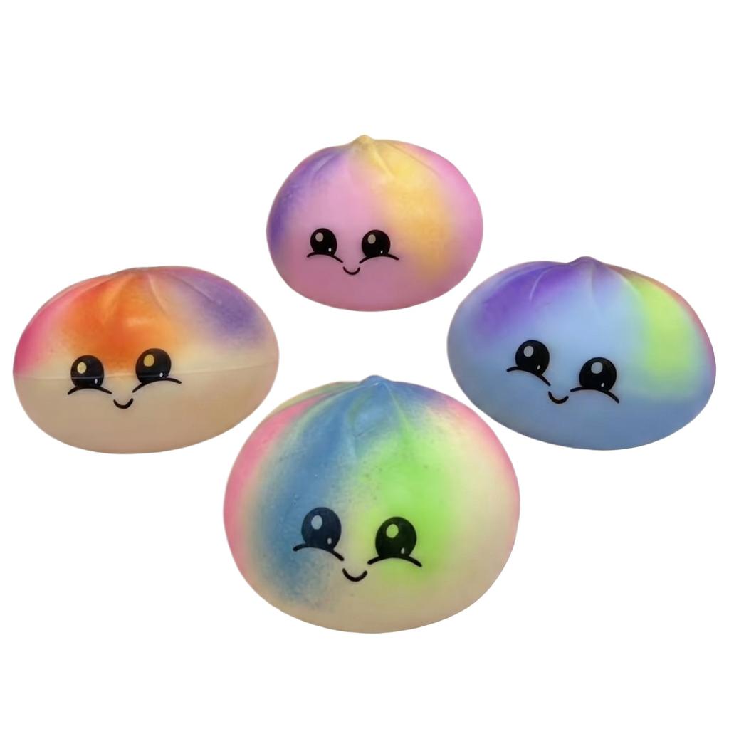 Bun Stress Relief Toy for Squeezing Slow Rising Bun Shape with Smiling Face for Office Home School Use Gift