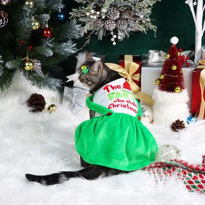 Dog Christmas Dresses Warm Puppy Clothes with Cute Letters Printed Beautiful and Comfort Costume with Heart Ornaments Dog Xmas