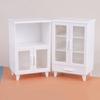 1Set Miniature White Cupboard Display Cabinet Storage Lockers +ornament Furniture Model Decor Toy DollHouse Accessories