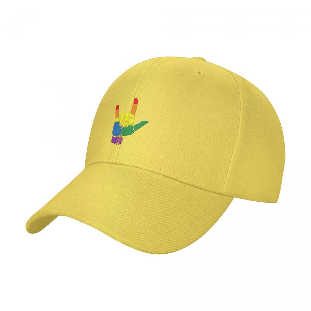 Love Sign, I Love LGBT, Pride Flag, ASL Gift Cap Baseball Cap Sun Hat for Children Anime Unisexs Hat Women's