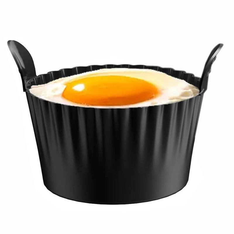 

Силиконовая форма для яиц с ручками для аэрофритюрницы и духовки, антипригарная, многоразовая, утолщенная, чашка для запекания яиц--- 1 Pack чёрный