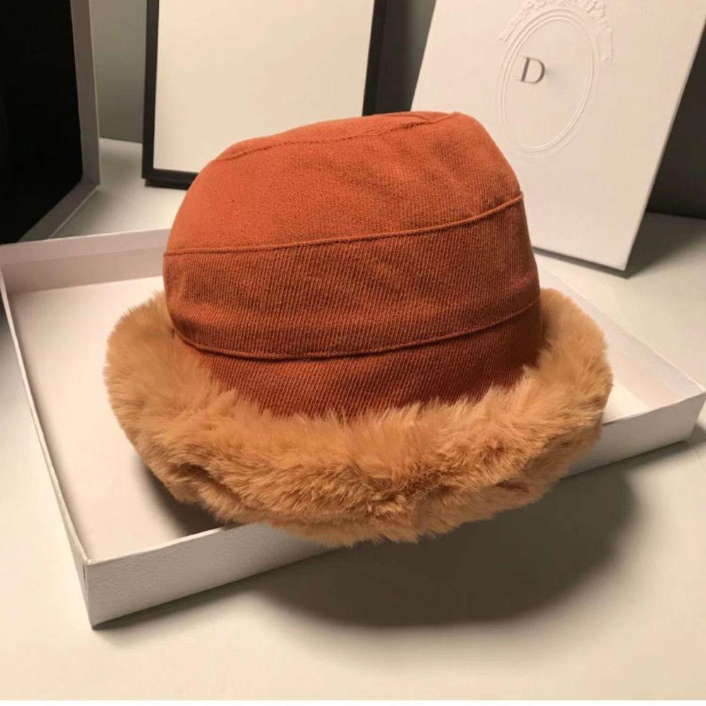 Girl Thick Japanese Winter Warm Wide Brim Plush Bucket Hat Women Hat Korean Style Beanies Woolen