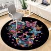 1pc Neon Skull Floral Design Chair Carpet for Office, Round Non Slip Durable Large Size Office Carpet, Suitable for Office