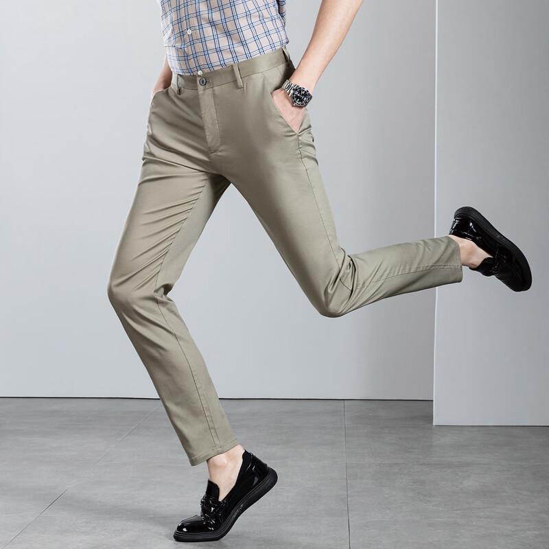 Luomeng Men's Lyocell Blend Straight-Leg Casual Pants