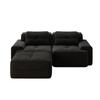 Knochenloses, Modernes L-förmiges Modulsofa für das Wohnzimmer mit tiefer Sitzfläche, Bequemes Cord-Wolkensofa mit Hocker, Geknöpftes Zweisitzer-Schlafsofa, Schwarz