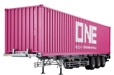AOSHIMA Heavy Freight Series Nippon Fruehauf Container ONE Japan Plastic Model 1/32 No.3 40-Foot Semi-Trailer 3-Axle