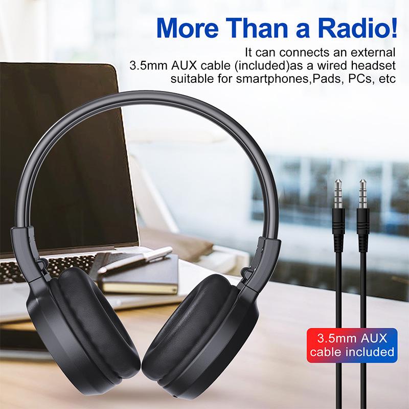 Headset Radio Headset Fm Charging Model with Storage Radio Headphone