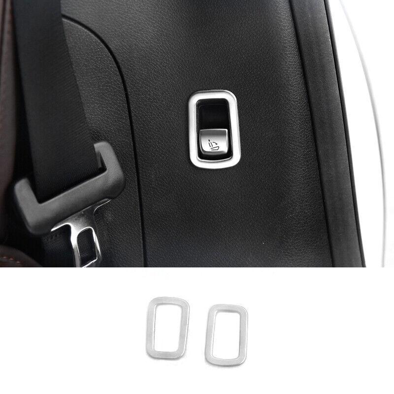 For Mercedes-Benz GLC 2016- Steel Silver Rear Seat Button Cover Trim 2PCS