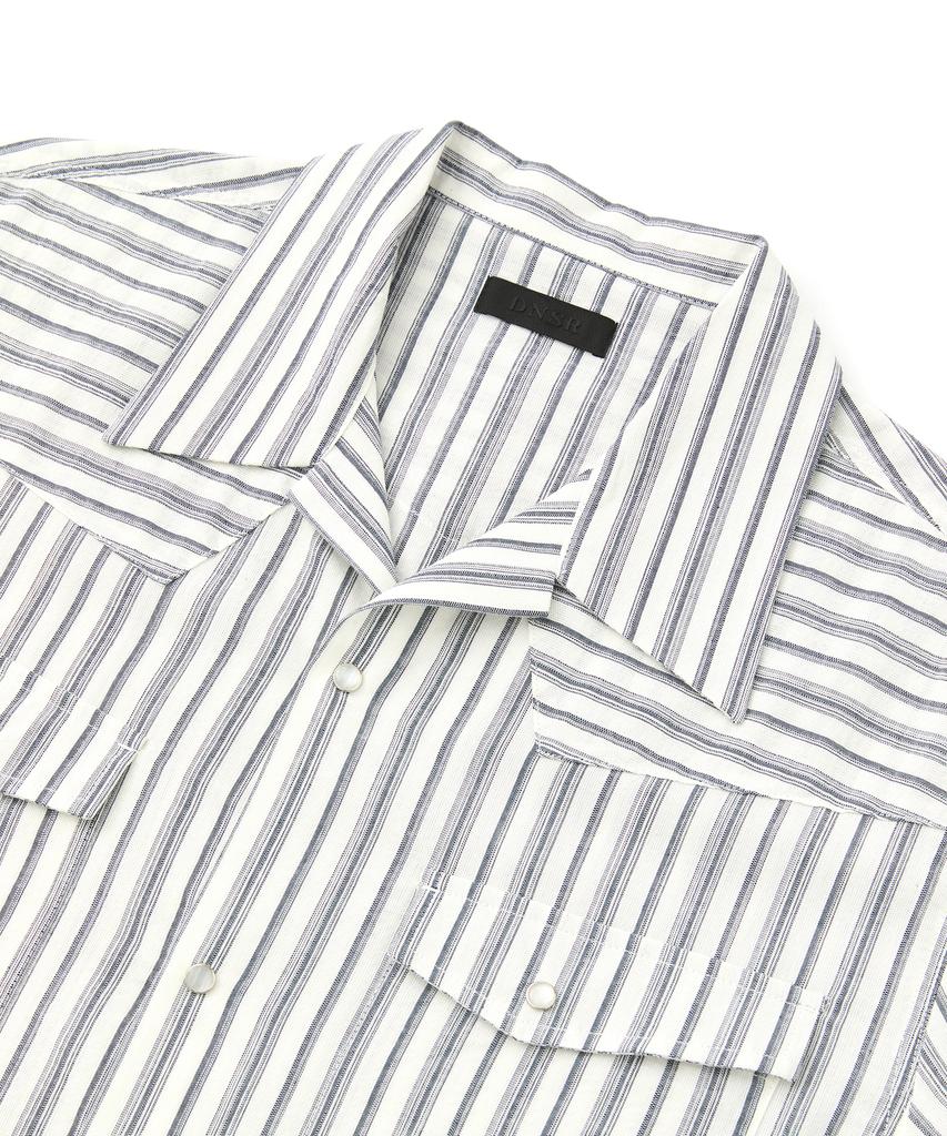 Dnsr-Like Linen Western Stripe Shirt Navy