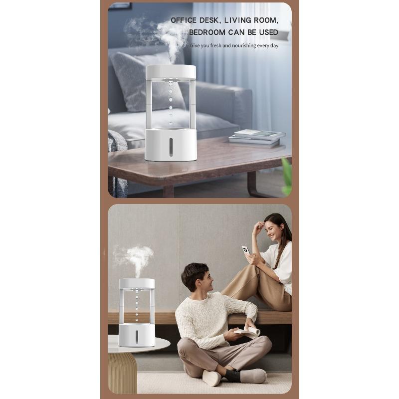 Anti-Gravity Water Drop Backflow Humidifier, Ultrasonic Mist Maker with Remote Control & RGB LED Color Night Light