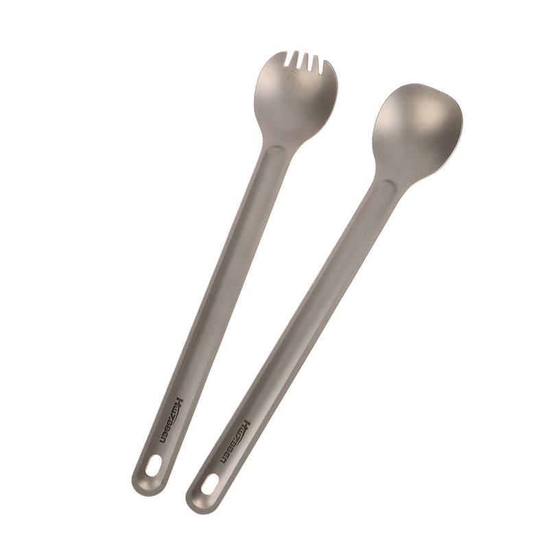 Cuillère à long manche pour le camping Acier inoxydable léger Résistance à la corrosion Spork/cuillère Portable Pique-nique Camping Vaisselle pour le dîner