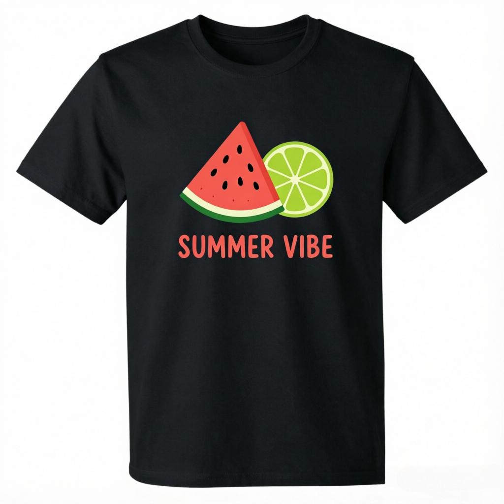 Unisex 100 Cotton Oversize T Shirt Summer Vibe Watermelon Lime Print Casual Beach Short Sleeve Tee