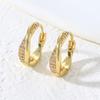 European and American Personality Exquisite Micro-inlaid Zircon Twisted Cross Ear Buckle Temperament Elegant and Versatile Women's Copper Earrings
