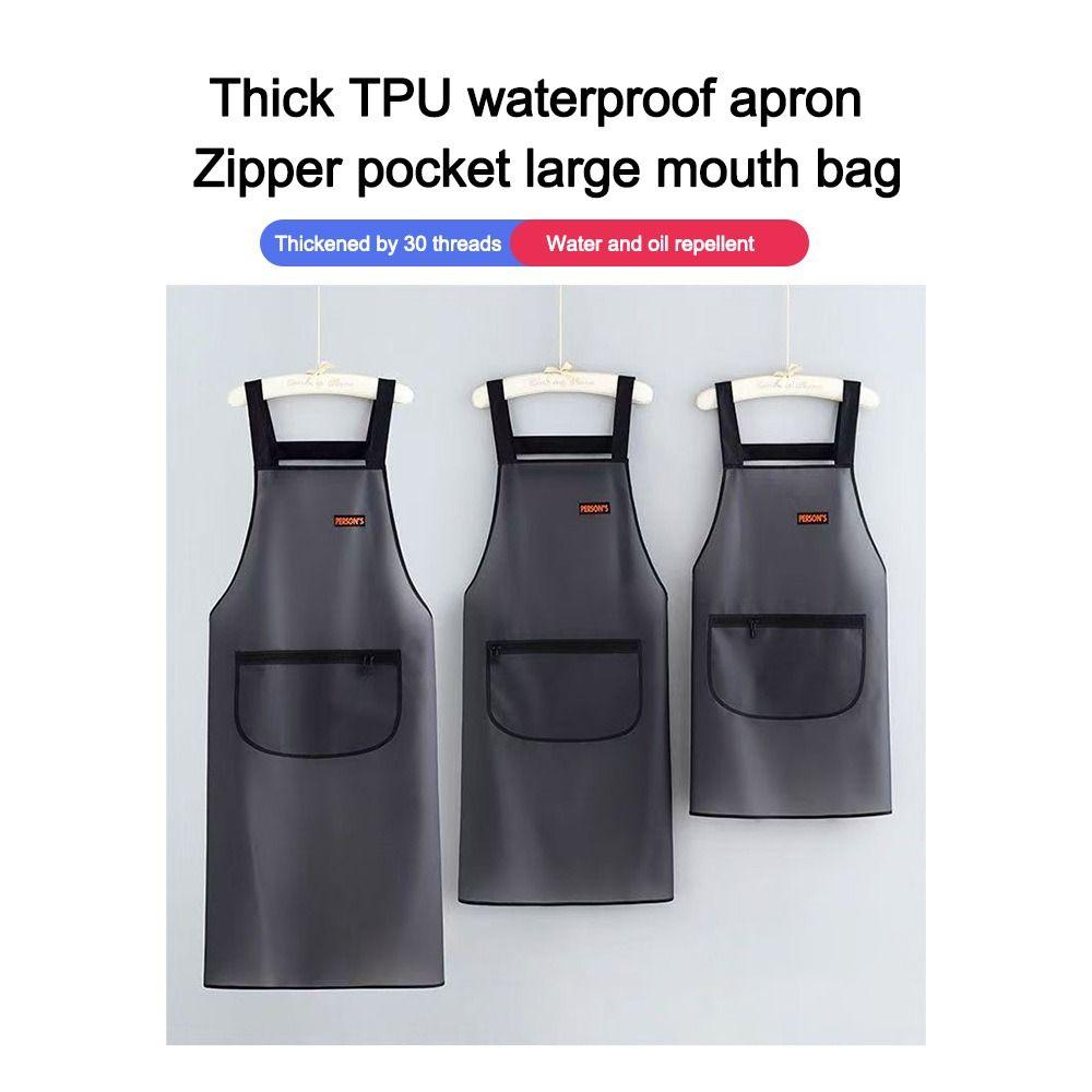 PU Kitchen Apron Waterproof Cleaning Aprons Thickened Work Apron  Unisex