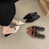Women's Baotou Half Slippers Women's Summer Wear Pointed Tops French Temperament Fairy Wind Soft Leather Flat Bottom French Muller Sandals