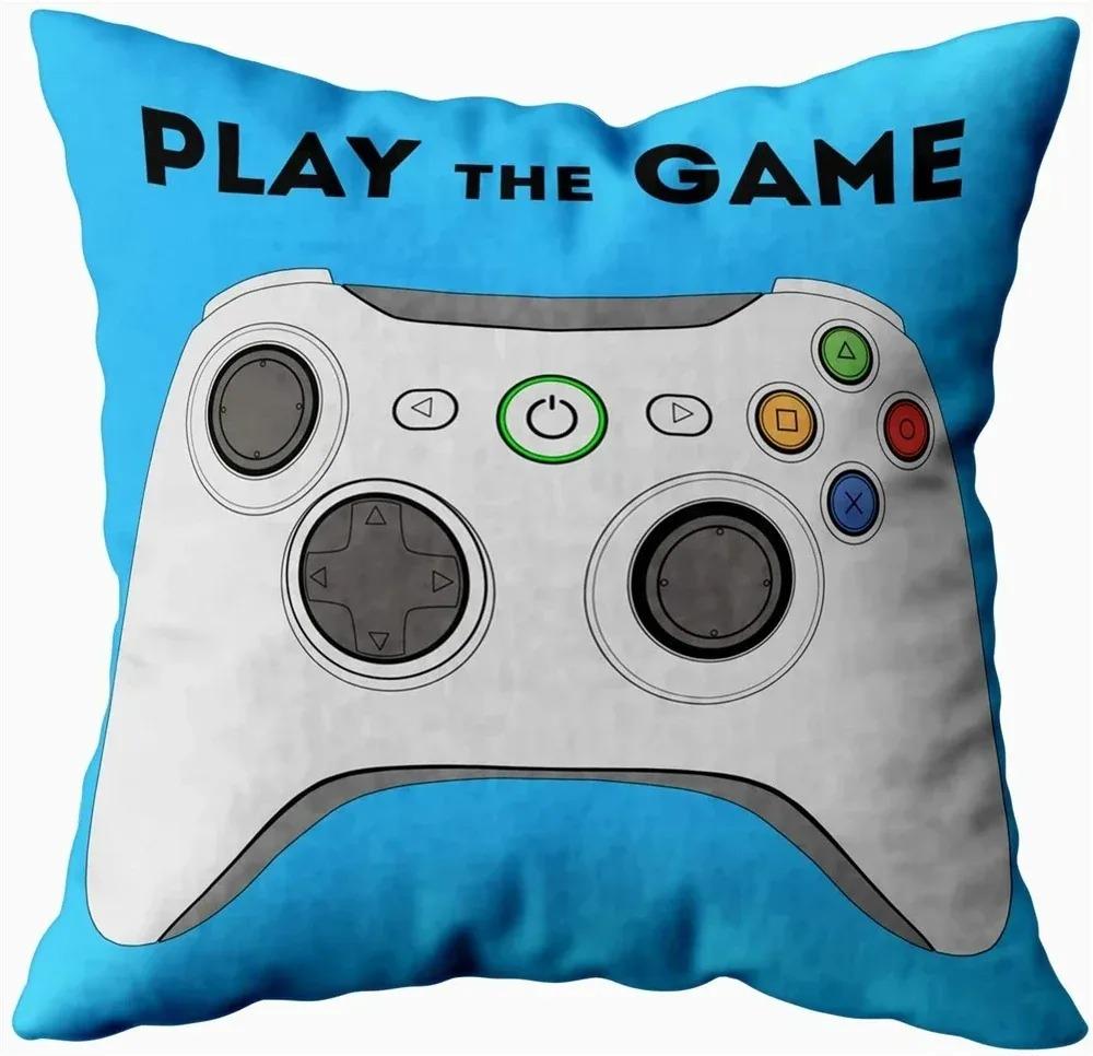 Video Game Cushion Pillow Case Cover Neon Gamepad Joystick Pillowcase For Gamer Boys Bedroom Decor Couch Decorative 1 Pc 40X40