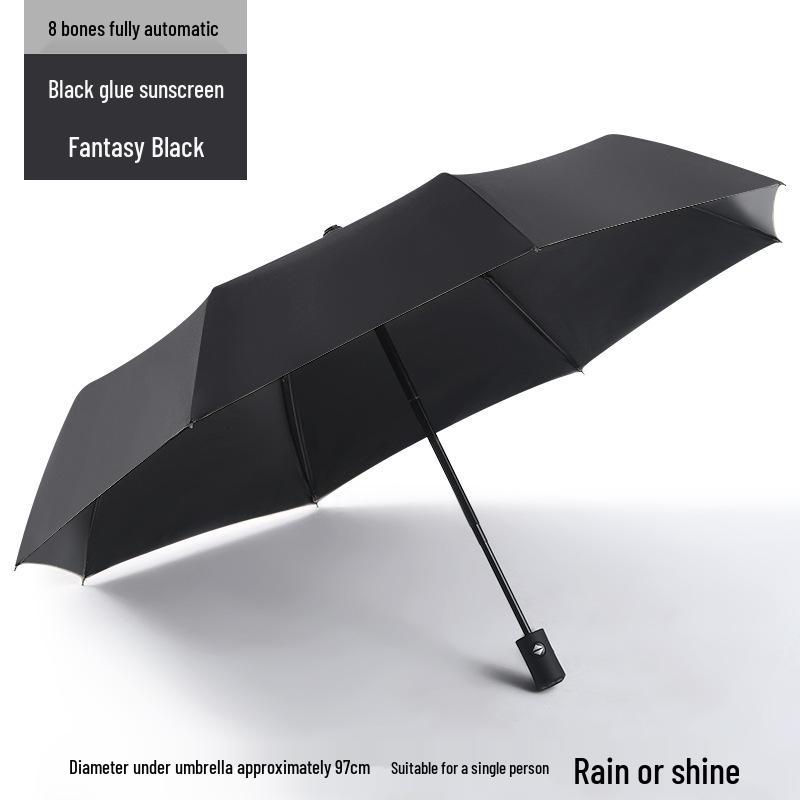 

Automatic Dual-Use Folding Sunshade & Rain Umbrella with Black Coating and Custom Logo Printing Capability