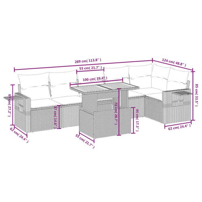 VidaXL Garden Lounge Set with Cushions 7 Pcs, Patio Sofas, Patio Furniture Set, Outdoor Furniture, Black 3271763