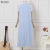 ZANZEA Womens Casual Round Neck Summer Loose Sleeveless Dress