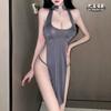 Ice Silk Dew Milk Sexy Underwear Sexy Cheongsam Split-ended Dress Hip Pajamas Women's Large Size Free Passion Suit