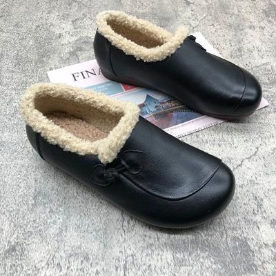 Autumn and Winter Mao Mao Women's Shoes Genuine Leather Soft-soled Comfortable Shoes New Pedal Single Shoes Flat Shoes