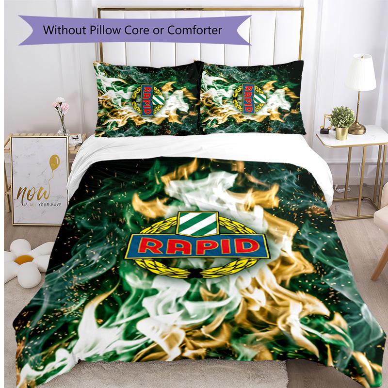 Rapid Wien FC Printed 3PCS Bedding Set Breathable Duvet Cover with Pillowcases Decorative Bed Linen for Bedroom Home