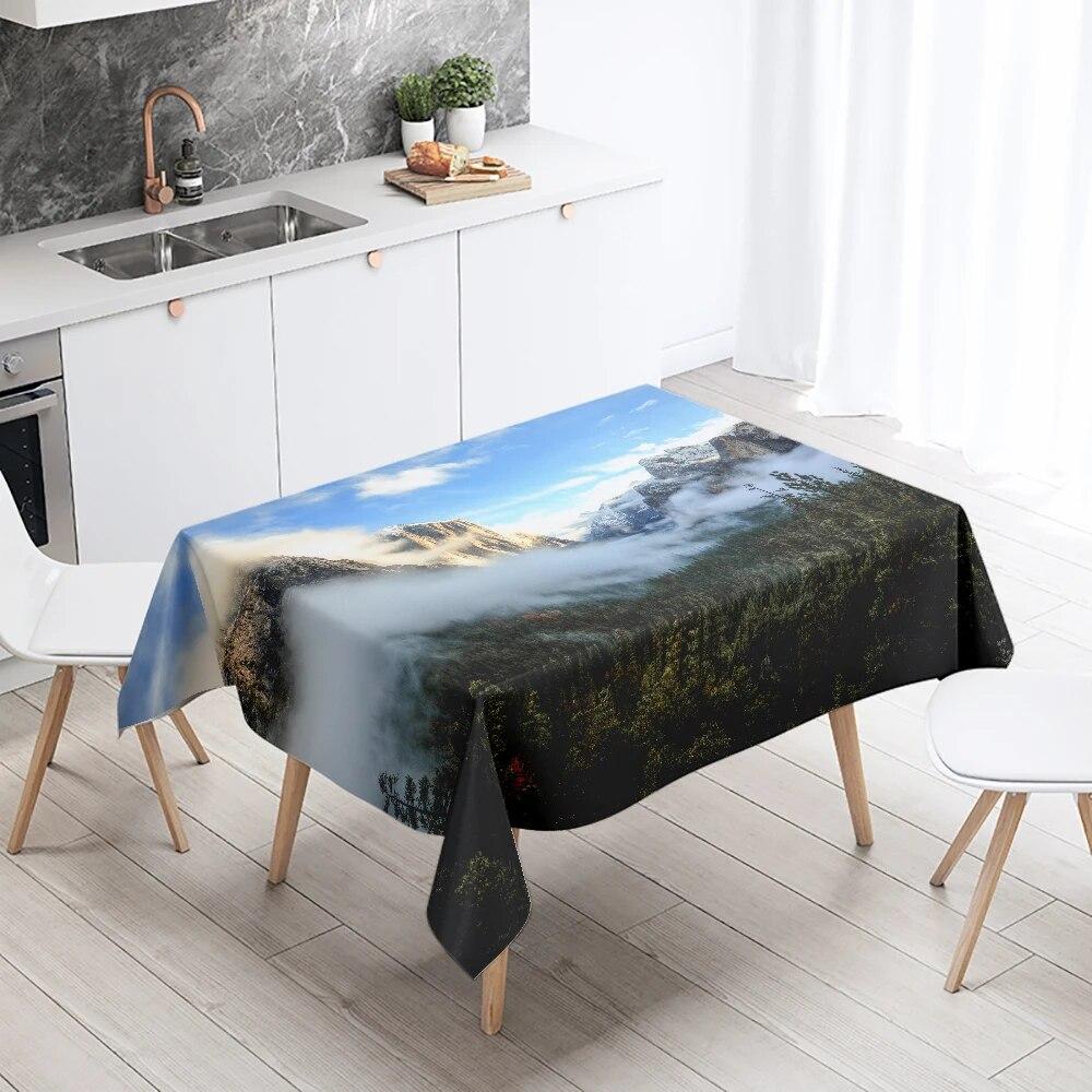 Mountains and Lakes Scenery Tablecloth Outdoor Camping  Antifouling Waterproof Home Kitchen Table Decoration