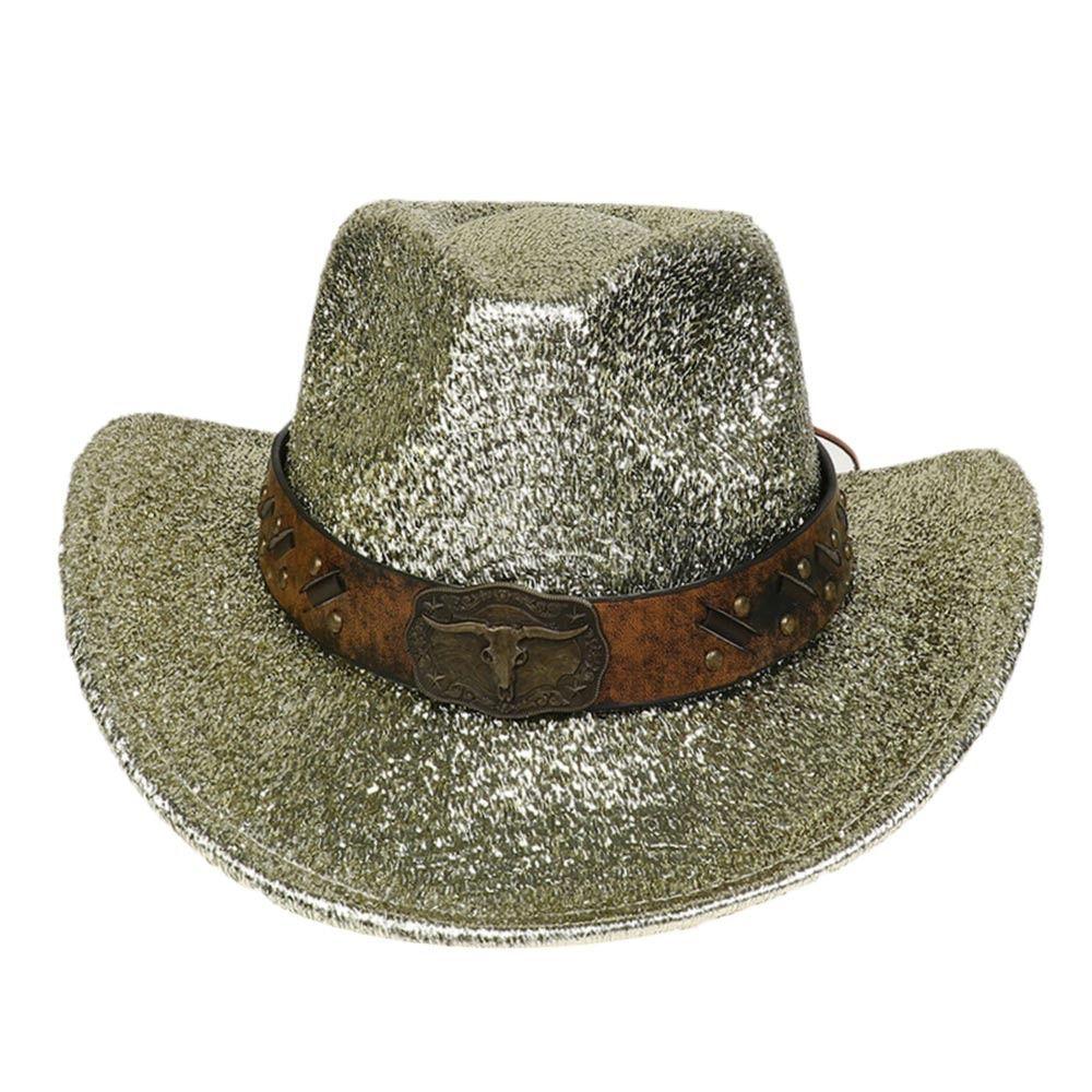 

Праздничное украшение Золотая шляпа на Хэллоуин Вестерн Джинсовая сценическая шапка Головной убор Необычная ковбойская вечеринка Косплей Реквизит шампанского