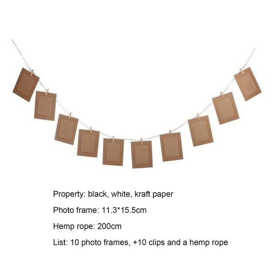 1 Set Hängende Fotorahmen Verstellbares Hängeseil Staubdichtes Papier DIY Fotocollagenrahmen Heimdekoration
