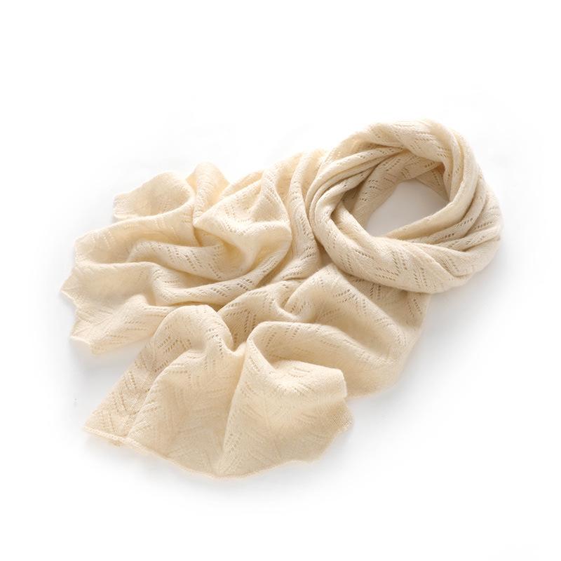 Women's Soft Cashmere Scarf: Cozy, Hollow Design for Fall/Winter. Versatile, Solid Color, Korean Style Knit Shawl.