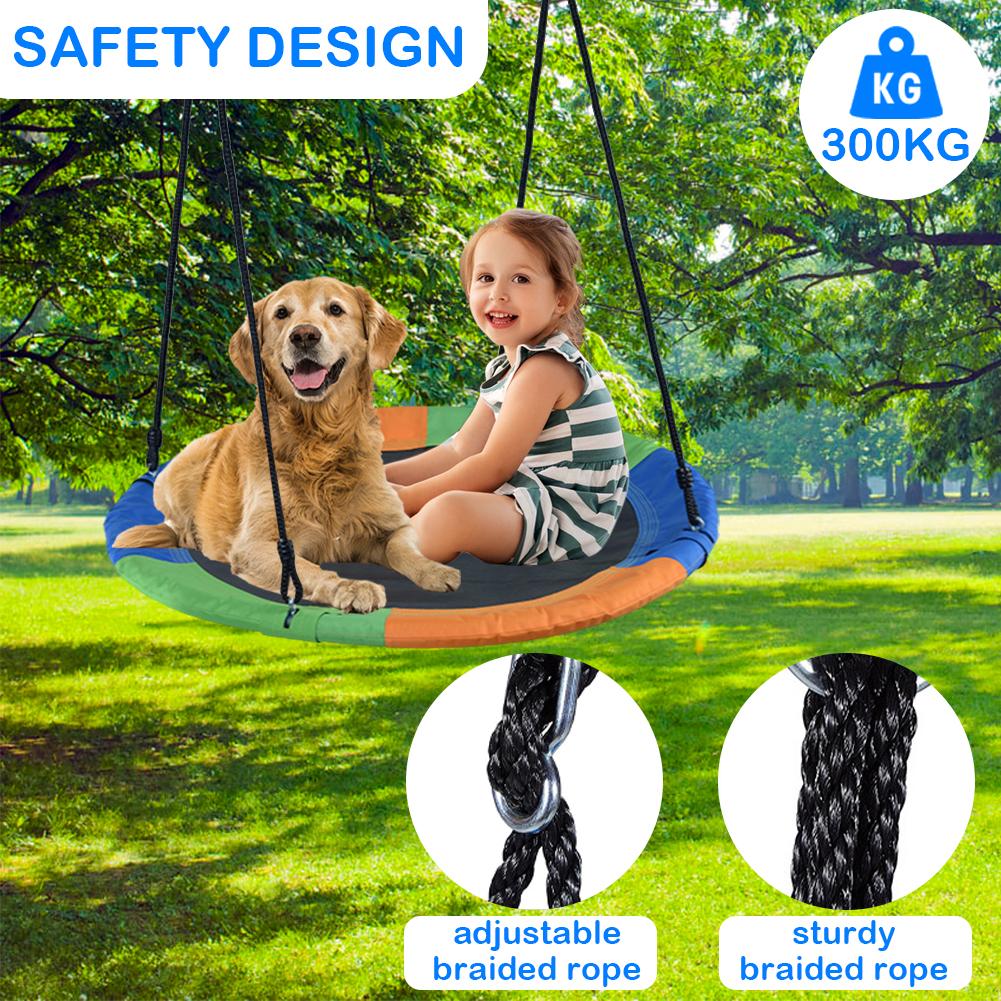 Tree Swing 300KG Weight Capacity Flying Swing with Adjustable Ropes Flying Saucer Round 2 Tree Hanging Straps Swing Play Set for
