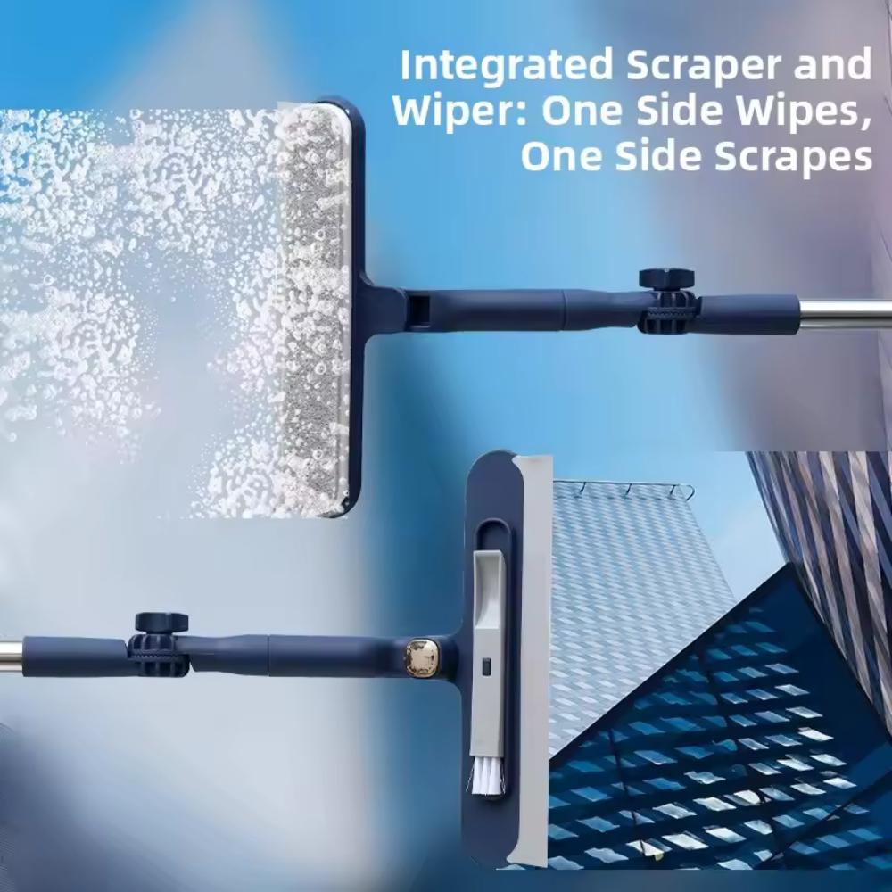 2-in-1 Adjustable Window Squeegee With Grooved Blade Durable Metal And Plastic Construction Ideal For Cleaning Shower Windows In